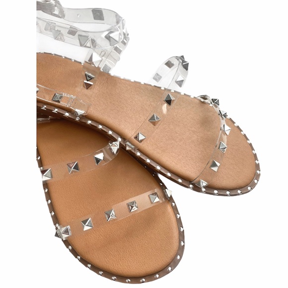 Clear Gladiator Studded Sandals - Picture 2 of 7